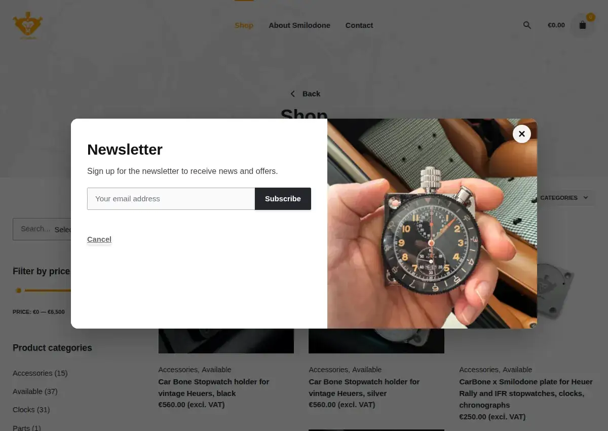 Store homepage