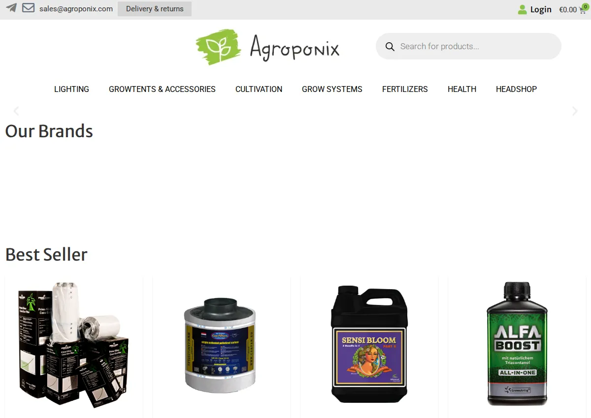 Store homepage