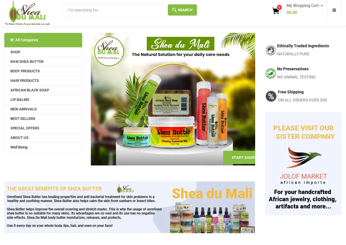 Store homepage