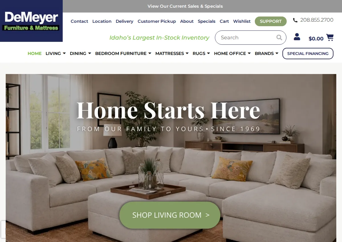 Store homepage