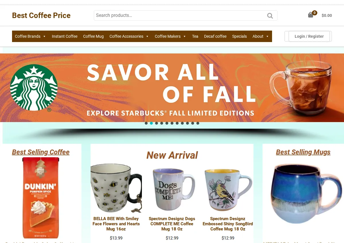 Store homepage