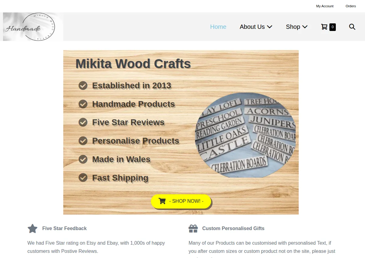 Store homepage