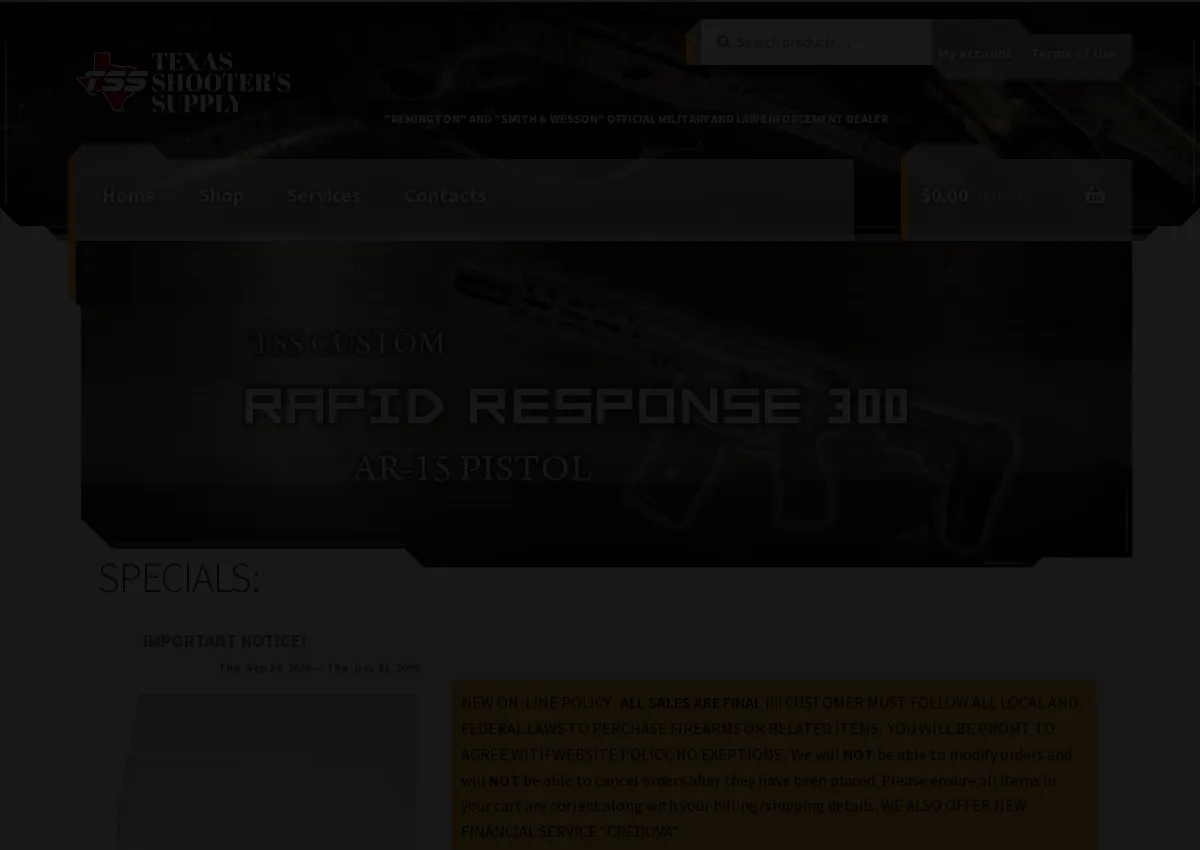 Store homepage