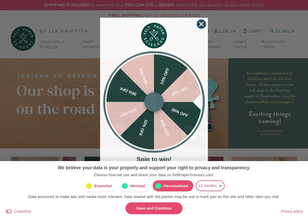 Store homepage