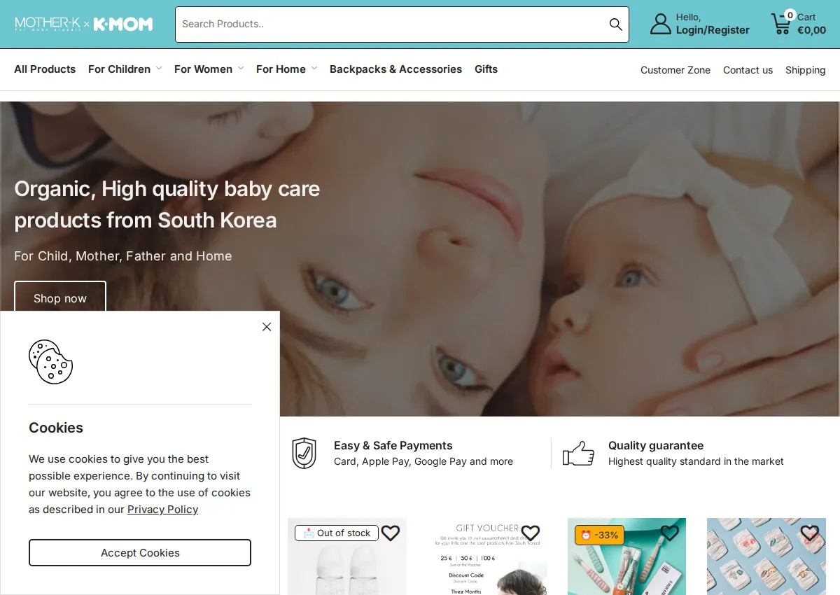 Store homepage