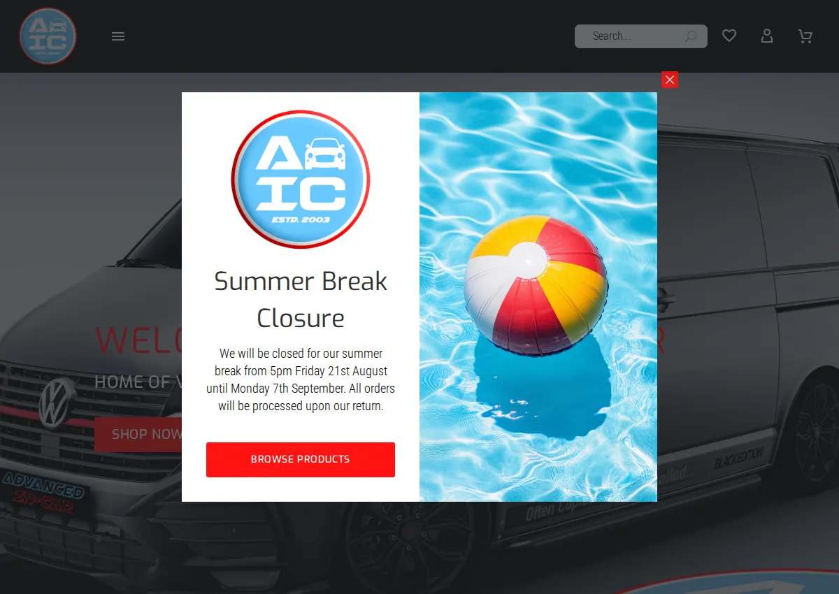 Store homepage