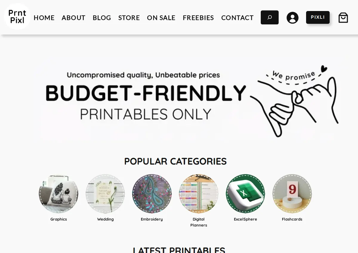 Store homepage