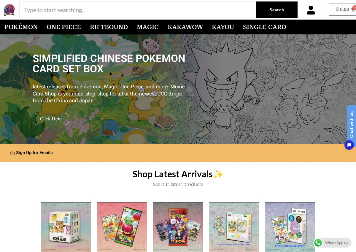 Store homepage