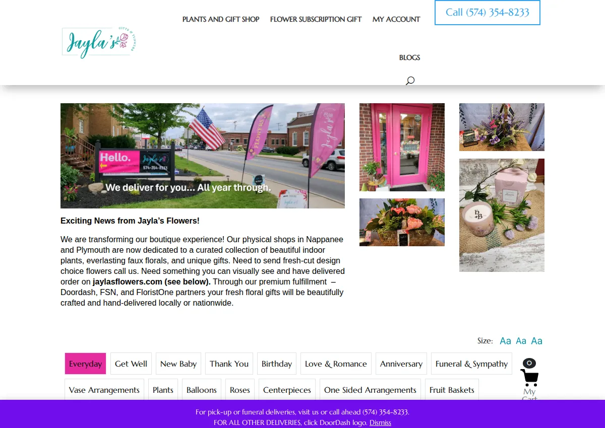 Store homepage