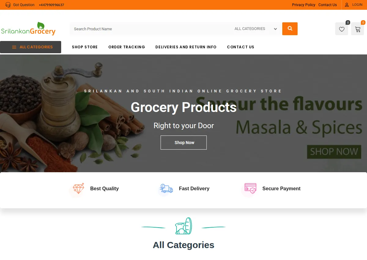 Store homepage