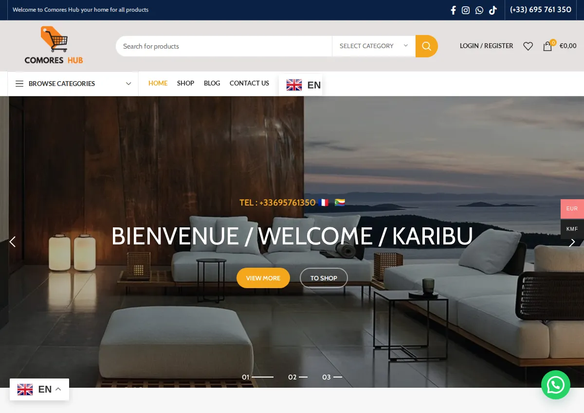 Store homepage