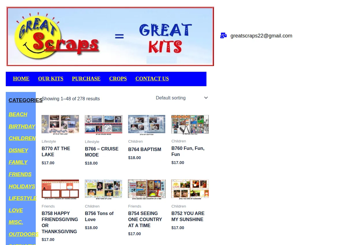 Store homepage
