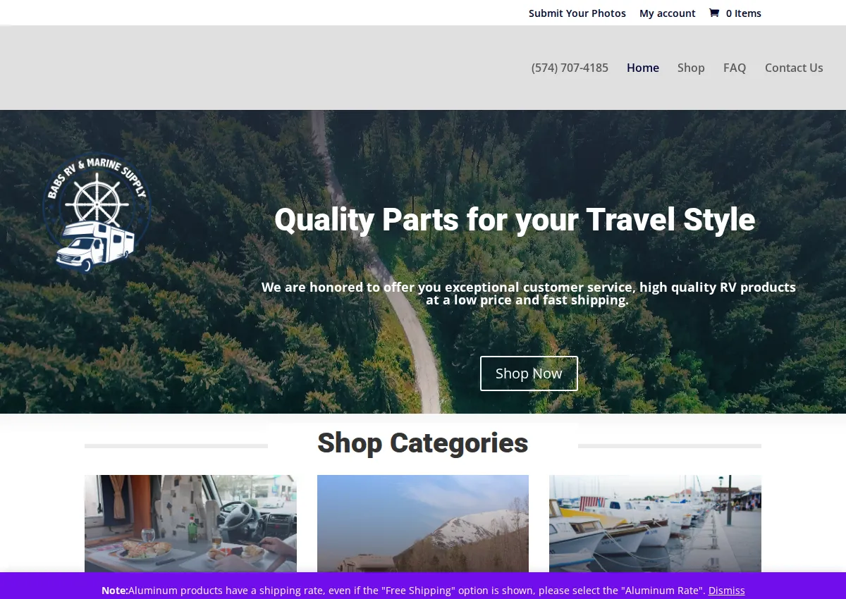Store homepage