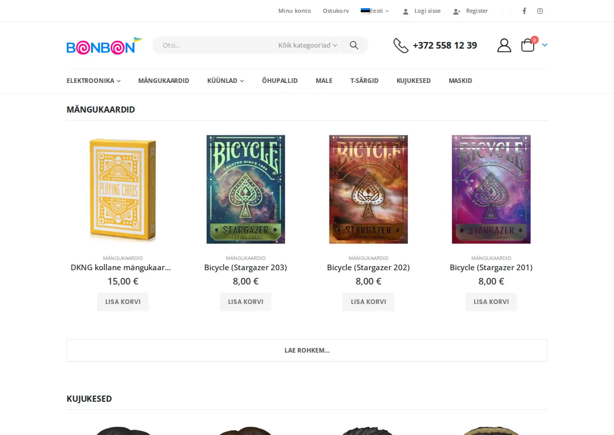 Store homepage