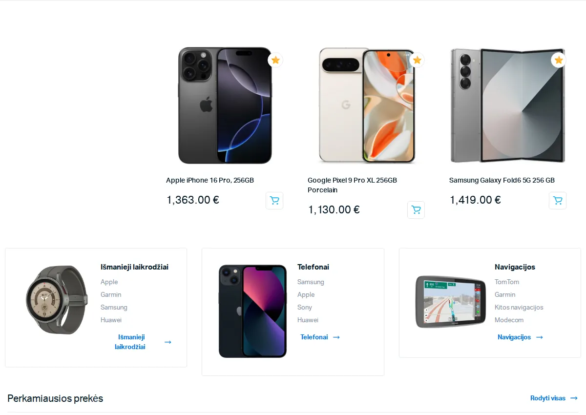 Store homepage