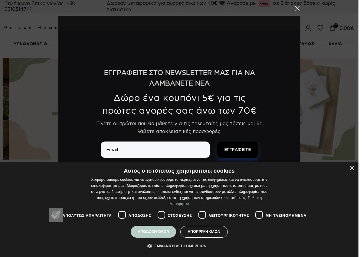 Store homepage