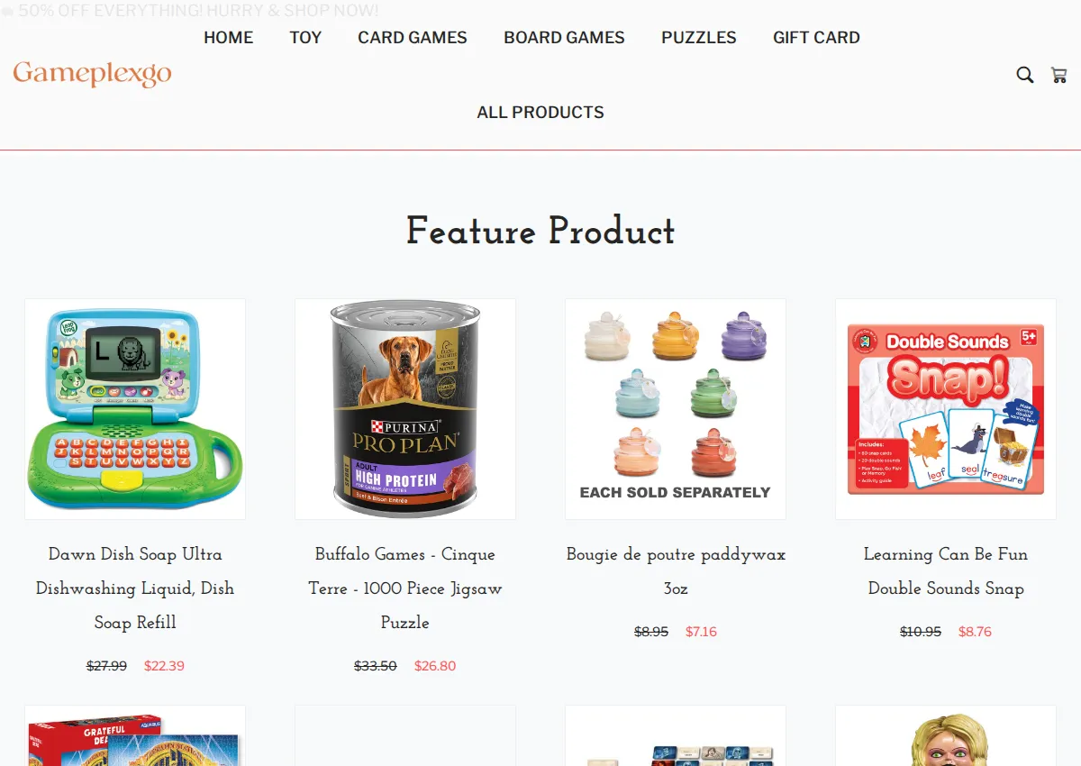 Store homepage