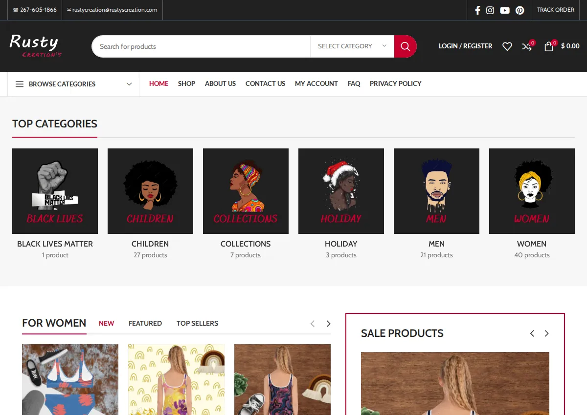 Store homepage