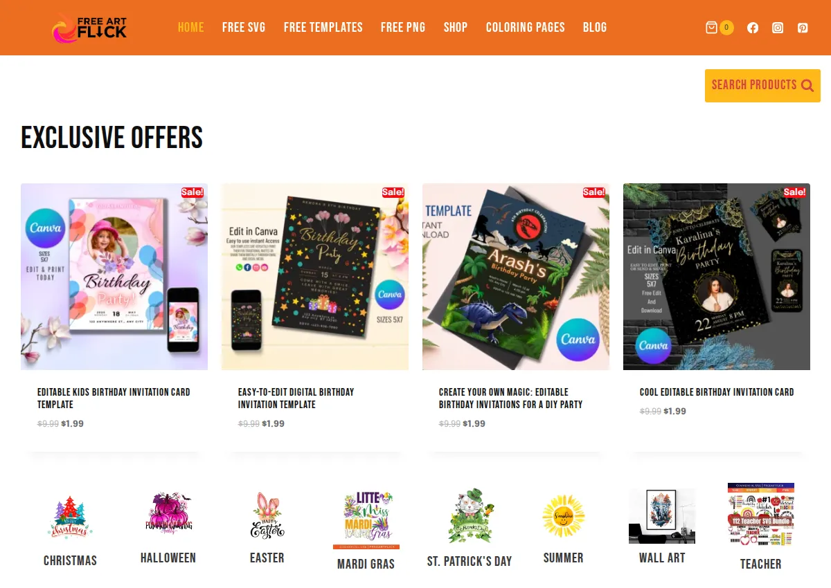 Store homepage