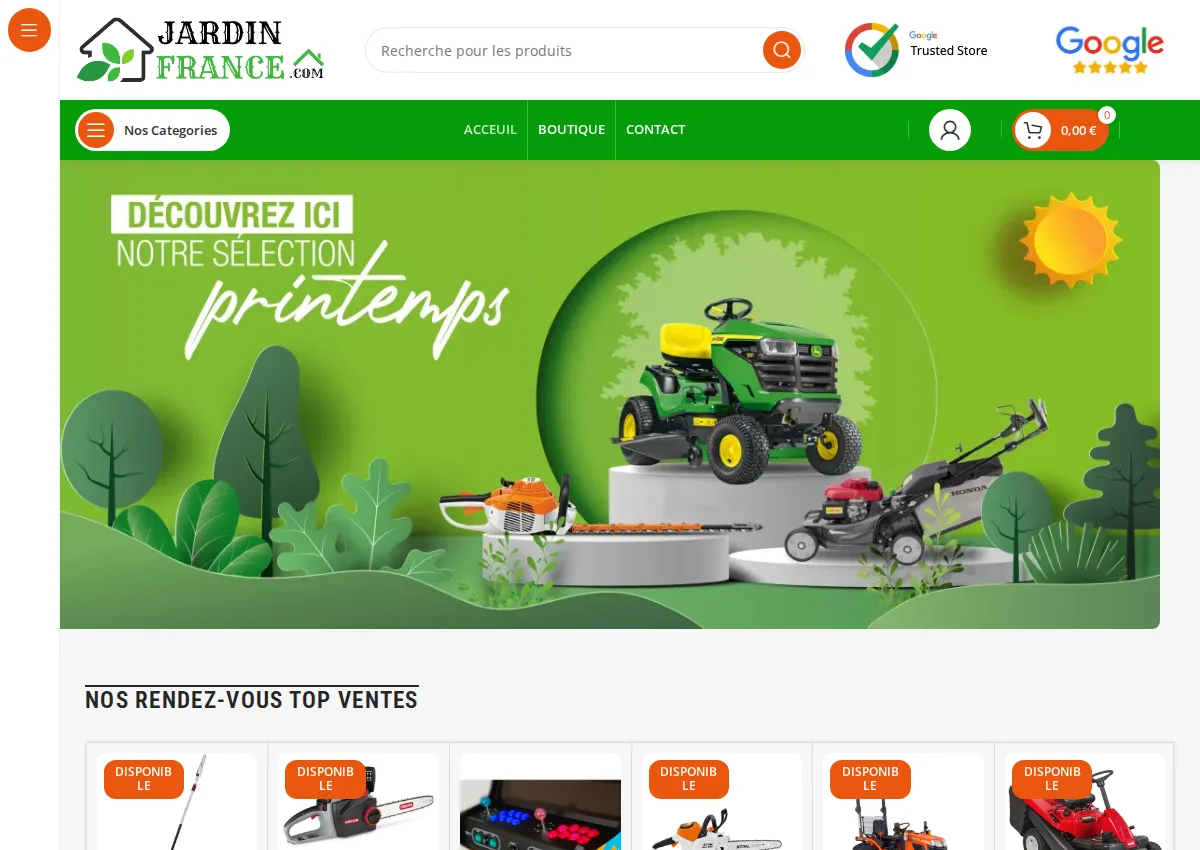 Store homepage