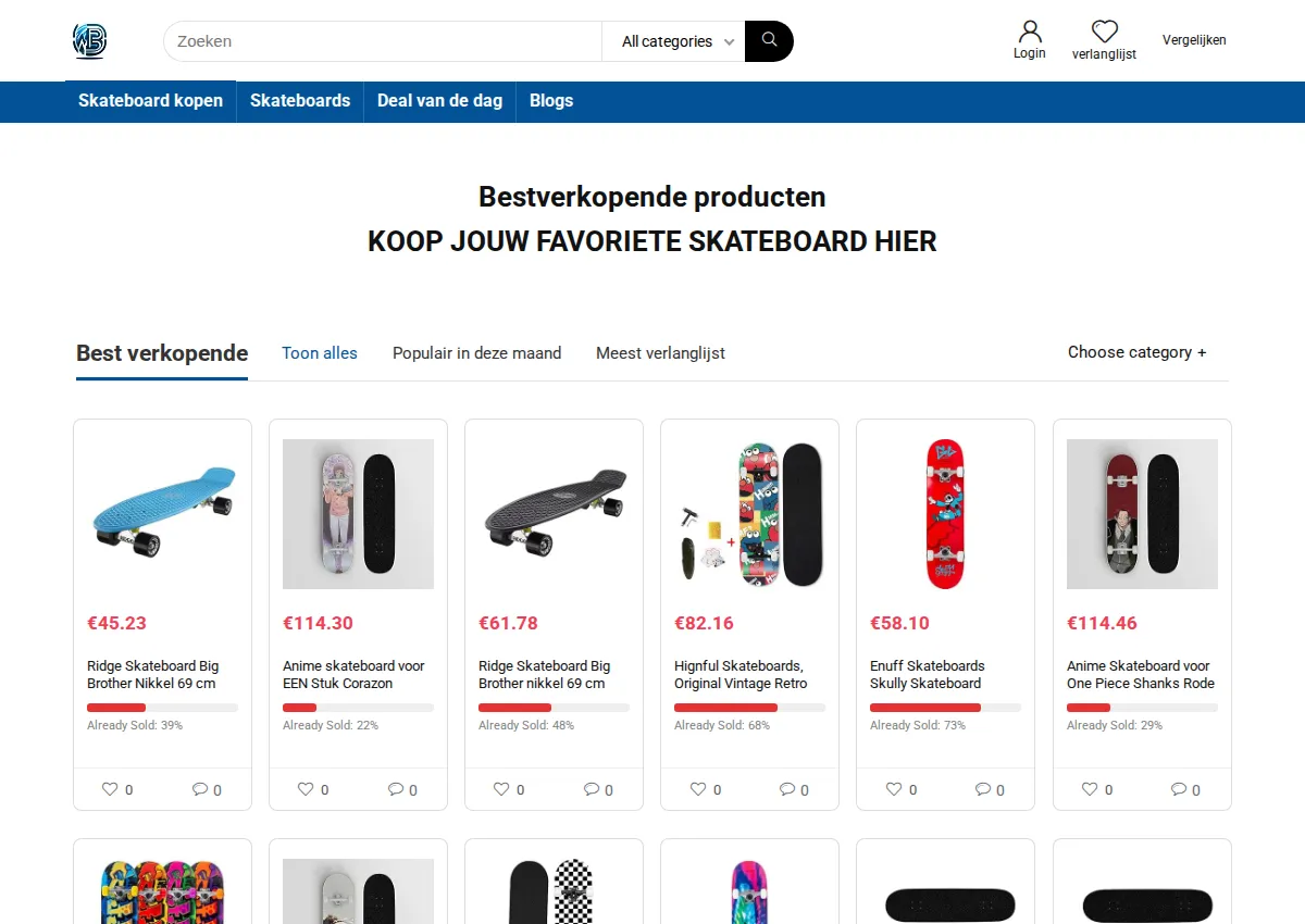 Store homepage