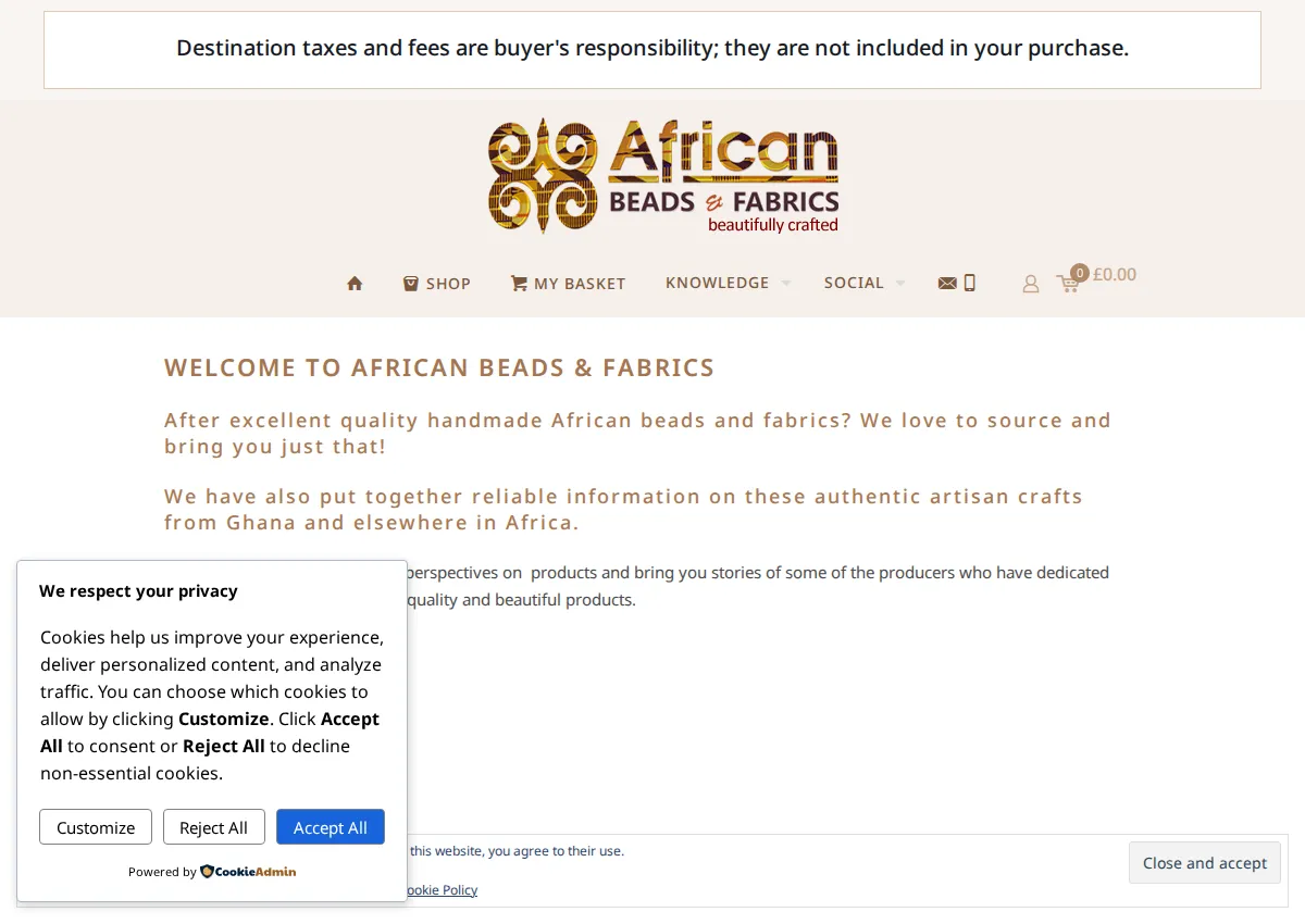 Store homepage