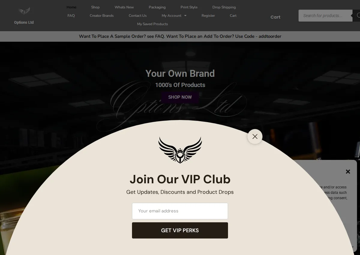 Store homepage