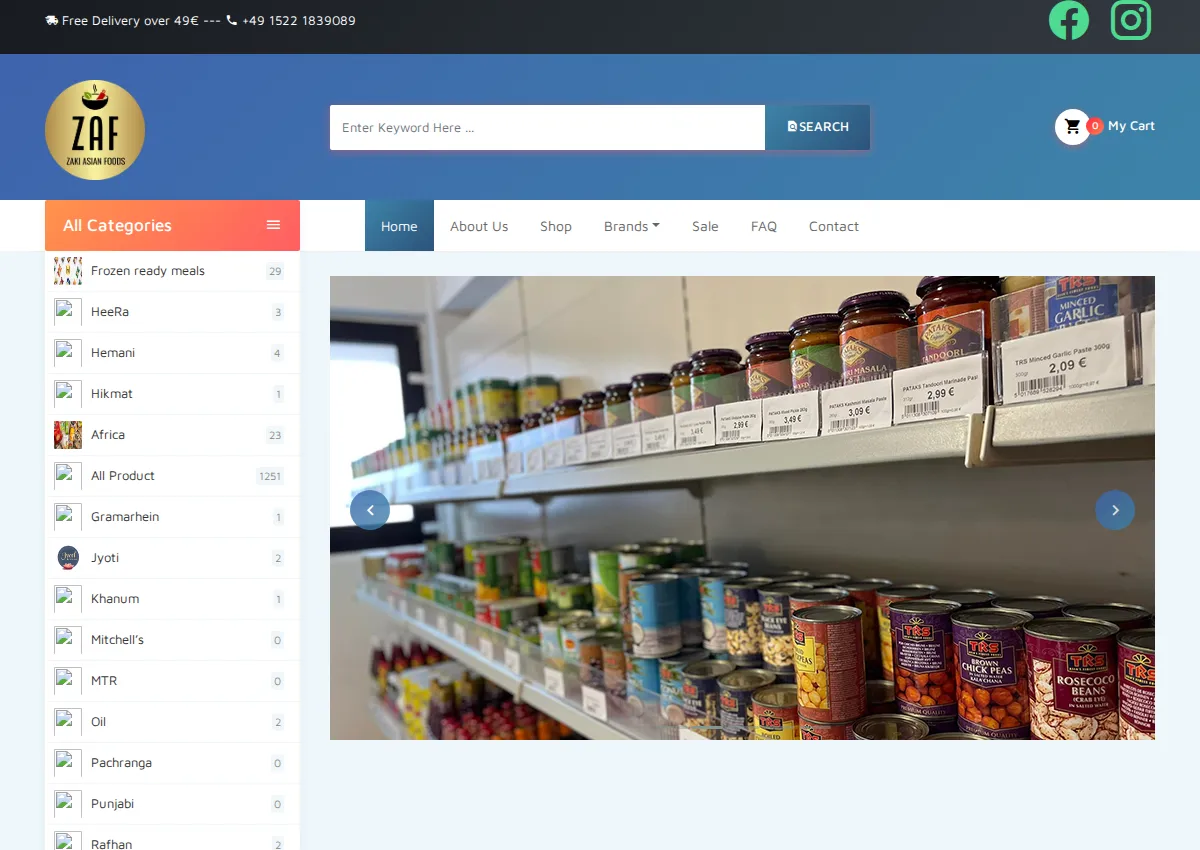 Store homepage