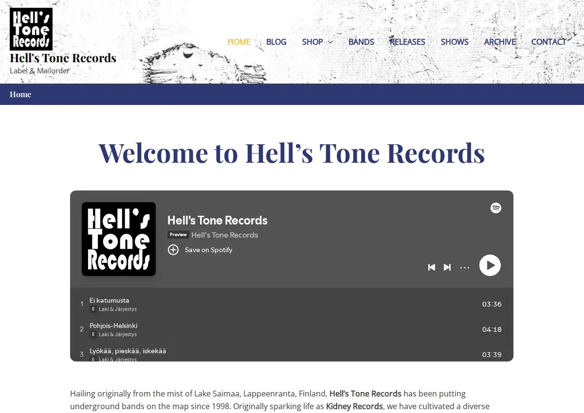 Store homepage
