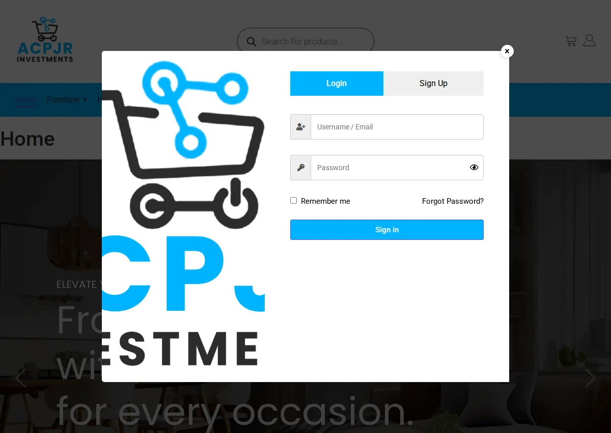 Store homepage