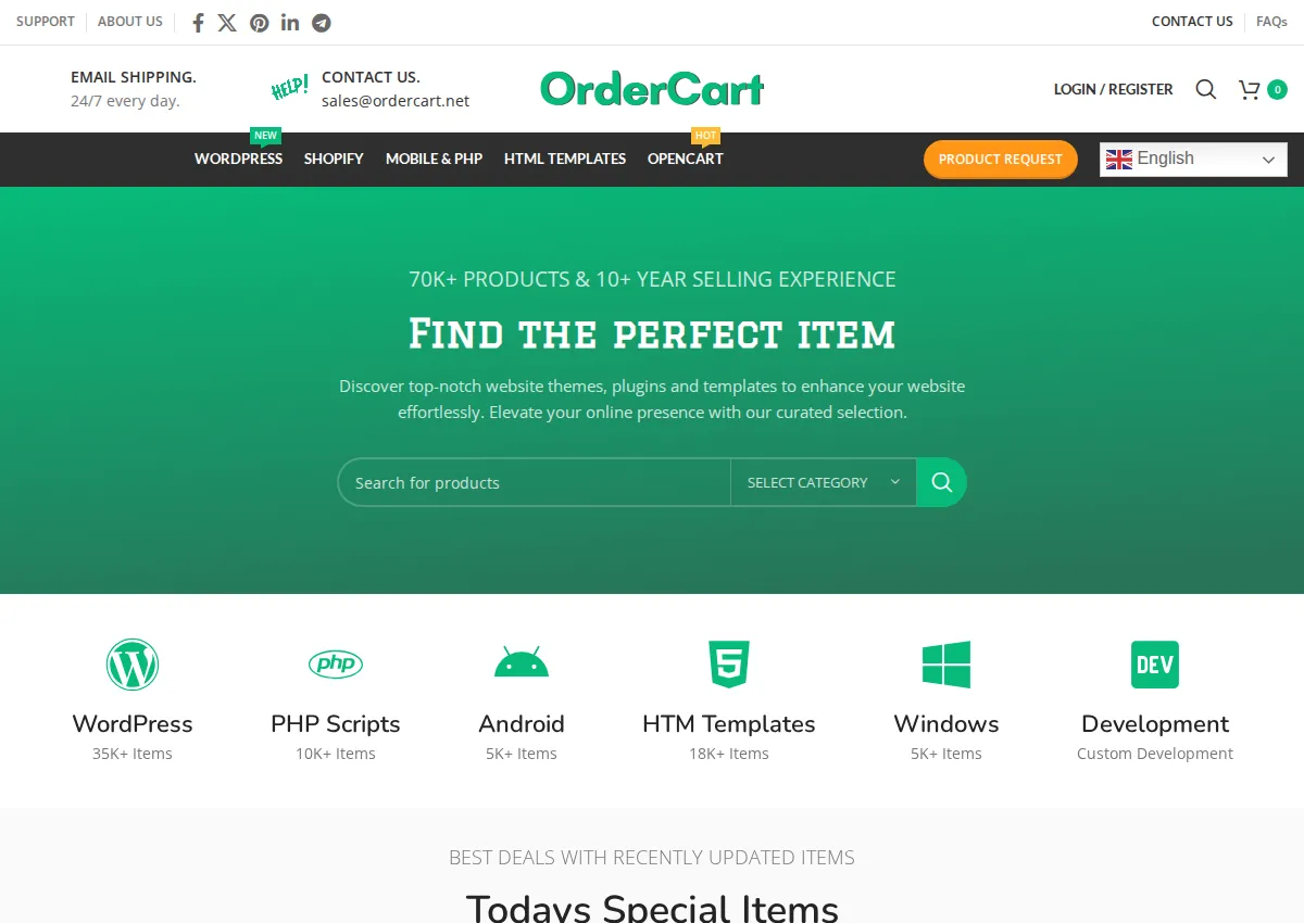 Store homepage
