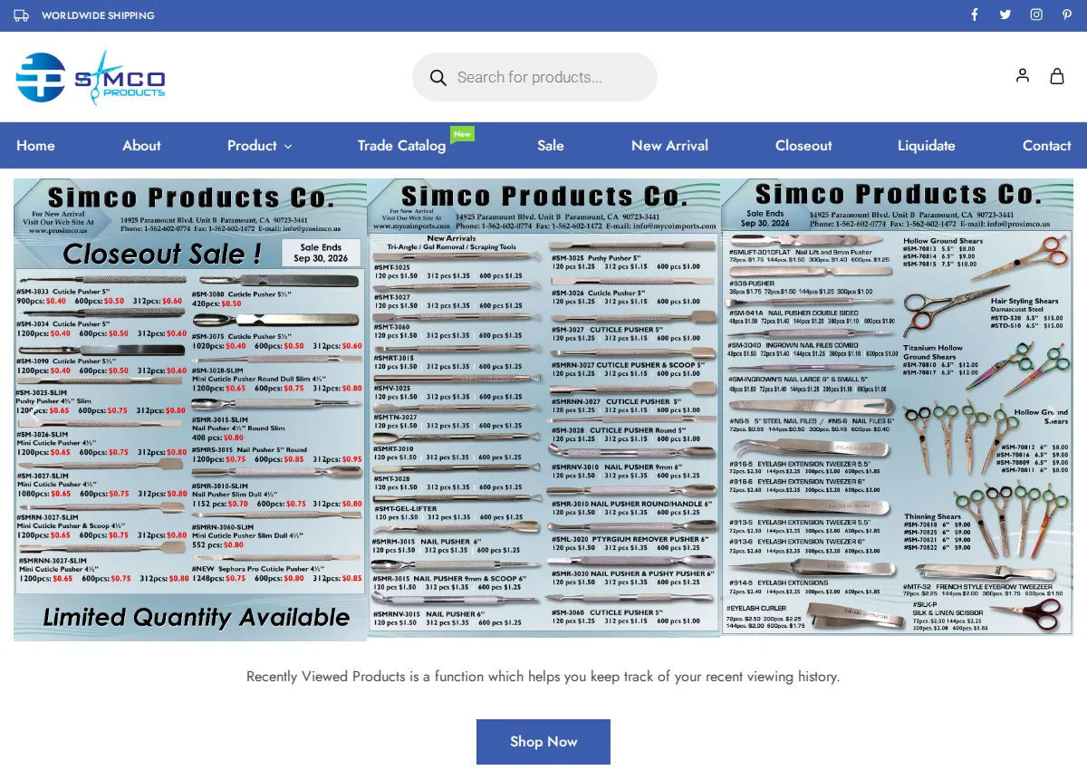 Store homepage
