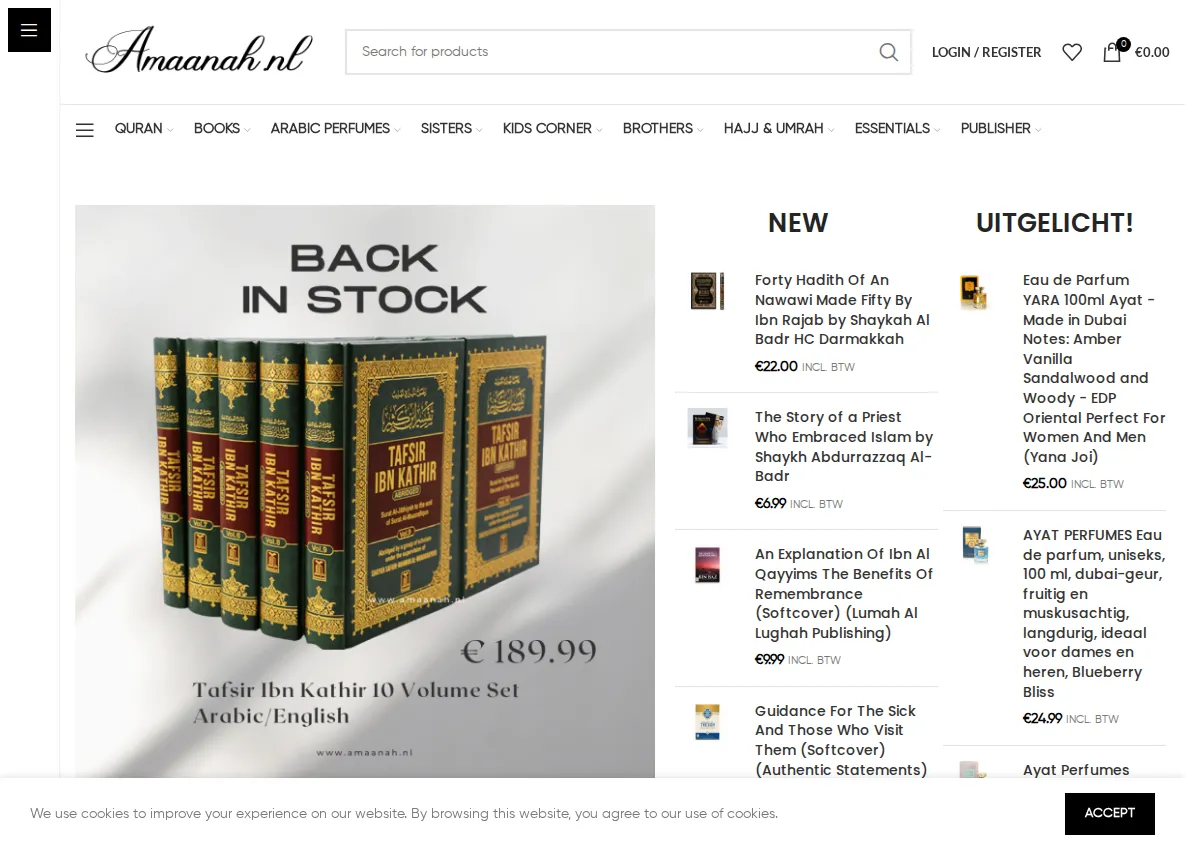 Store homepage