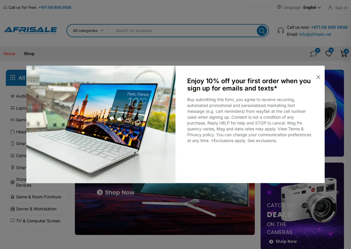 Store homepage