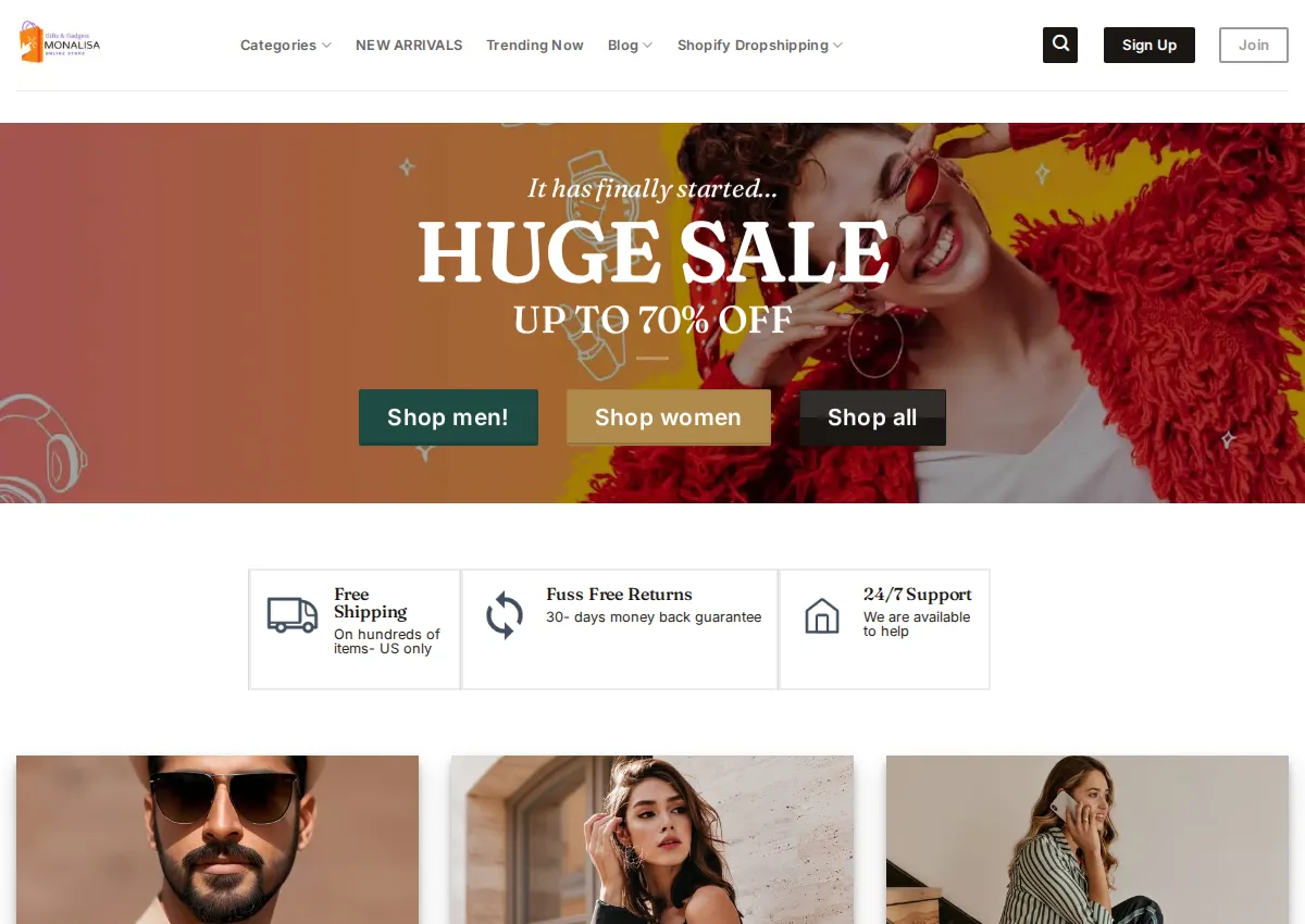 Store homepage