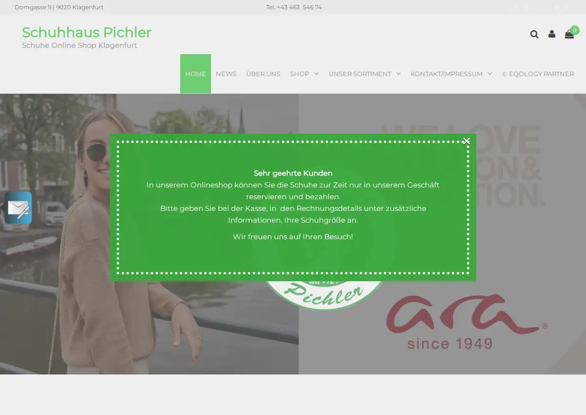 Store homepage
