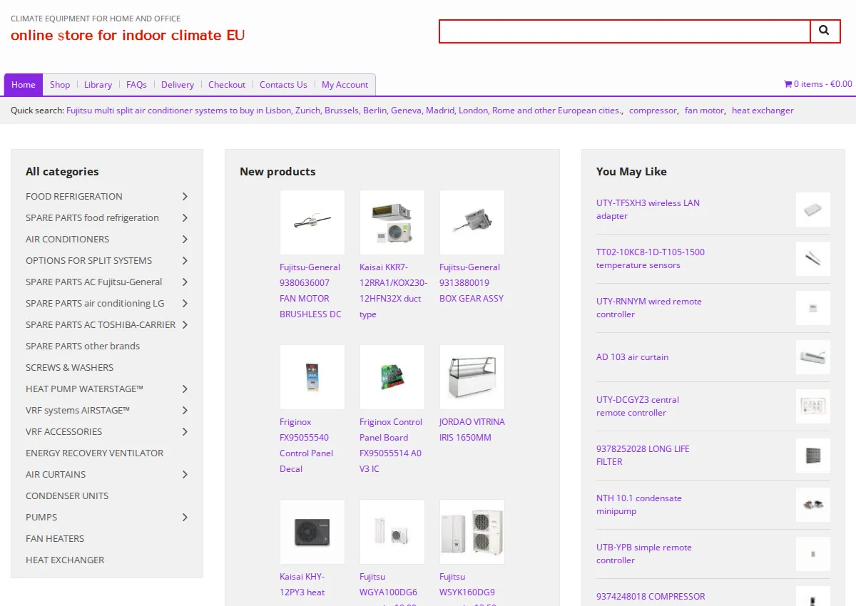 Store homepage