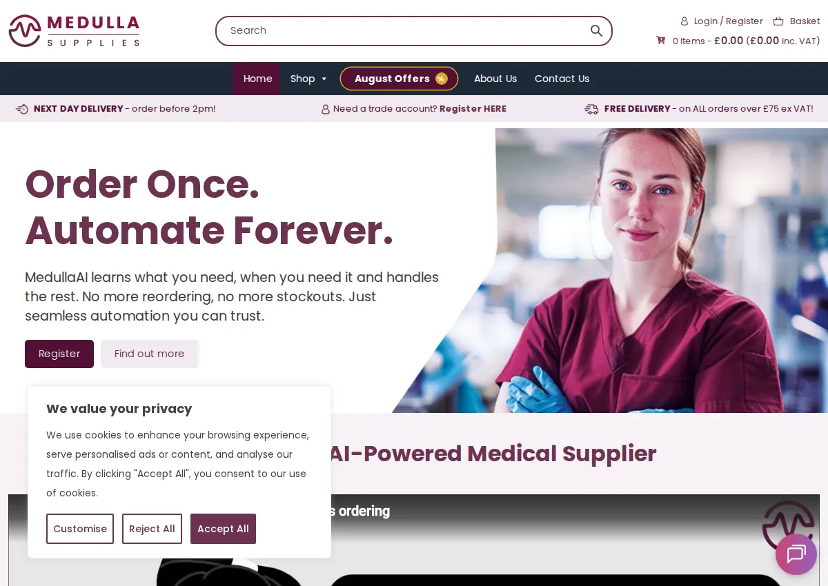 Store homepage