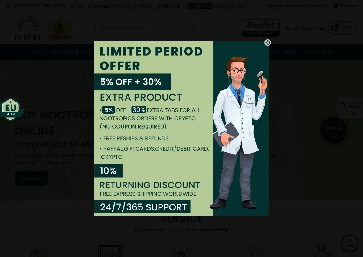Store homepage