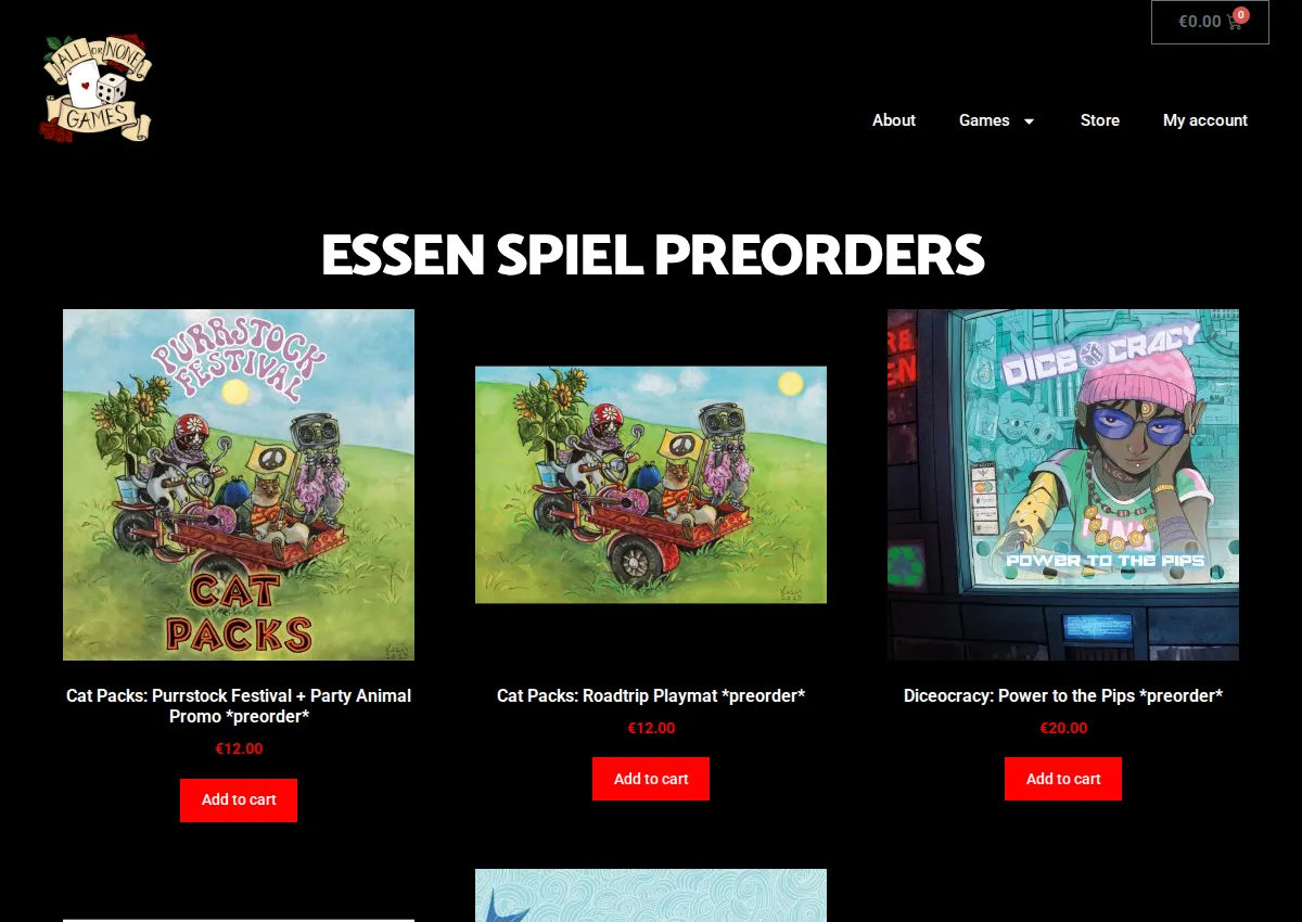 Store homepage