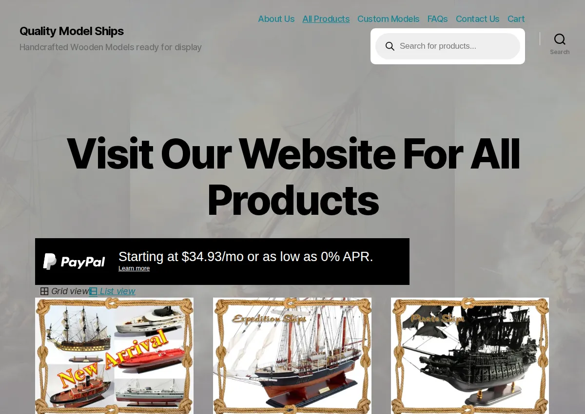 Store homepage