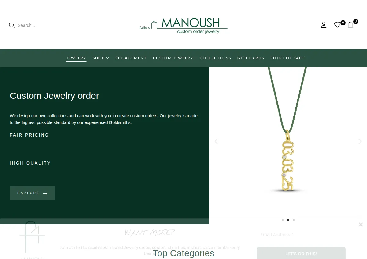 Store homepage