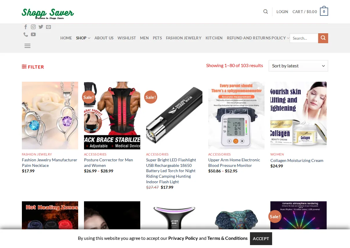 Store homepage