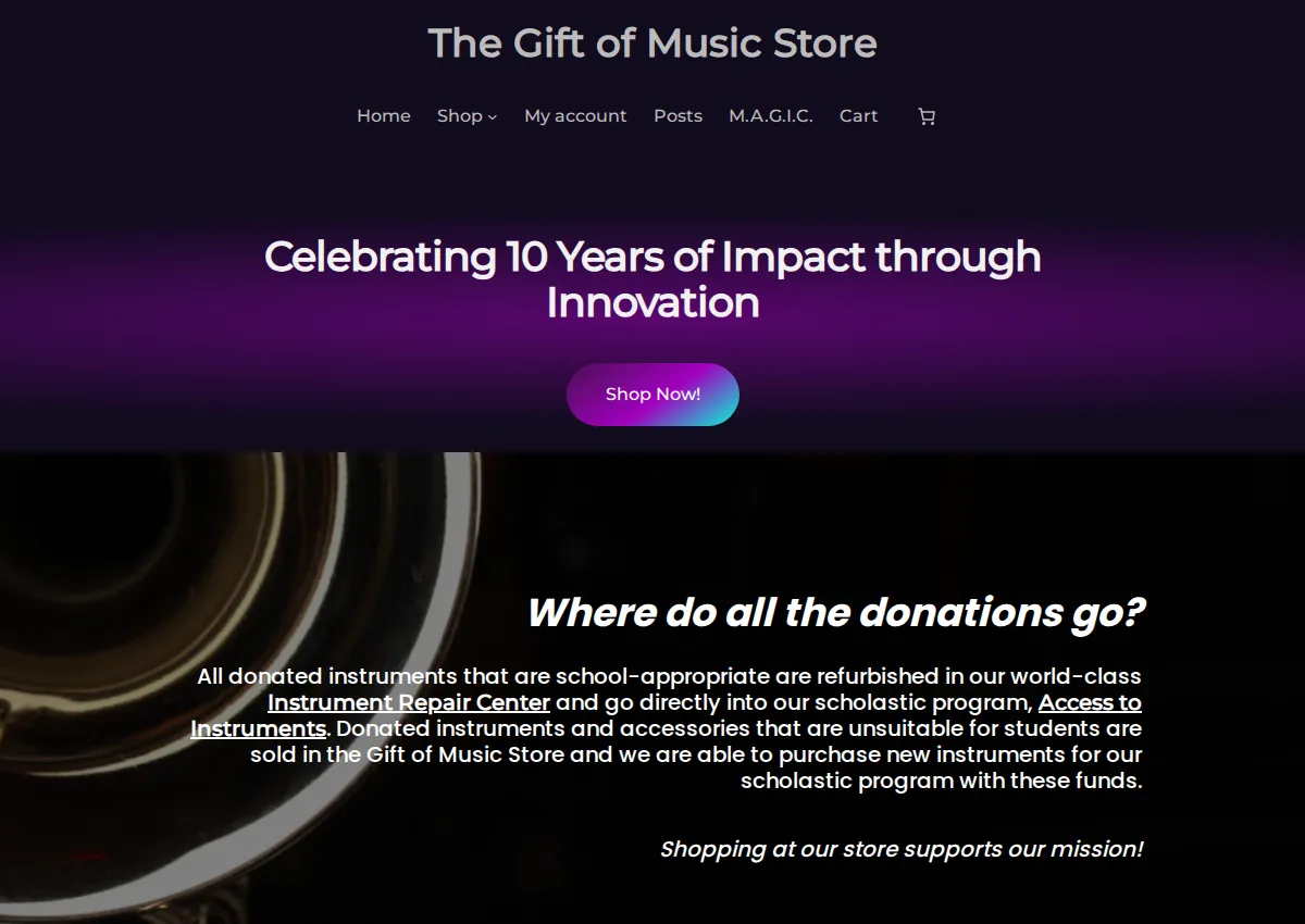 Store homepage