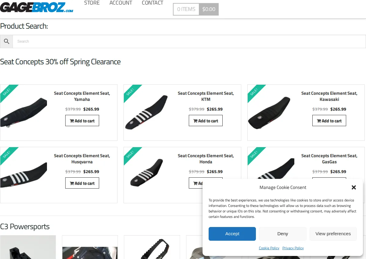 Store homepage