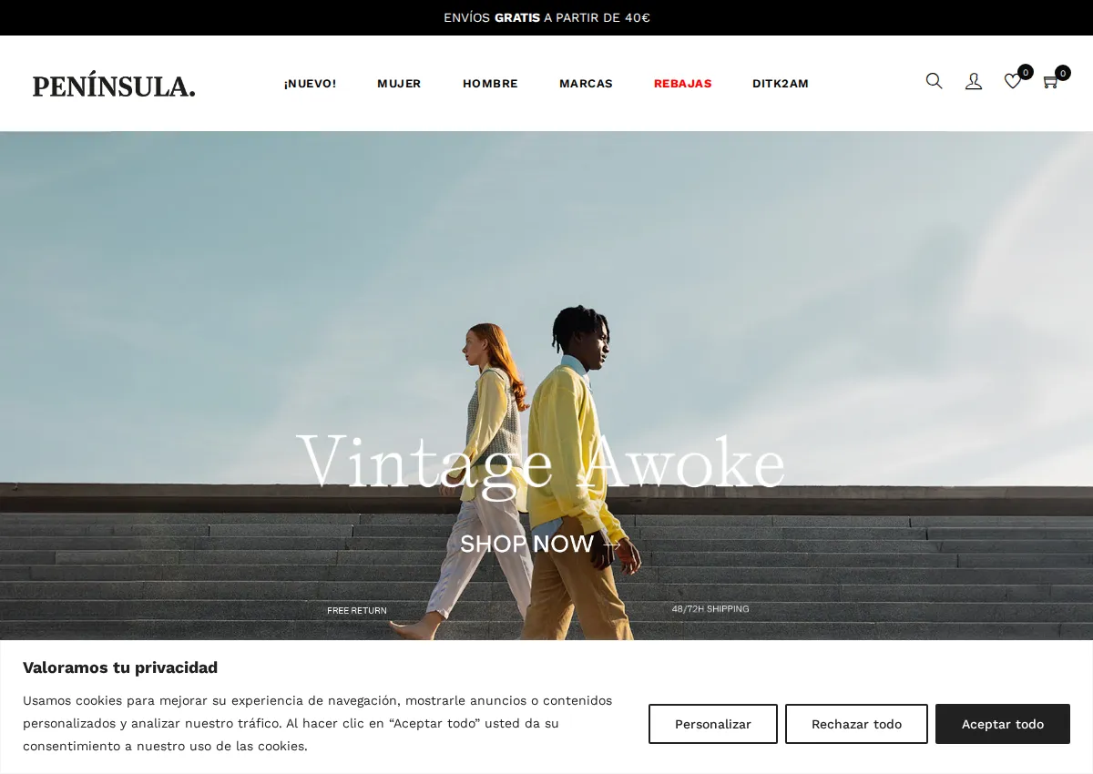 Store homepage