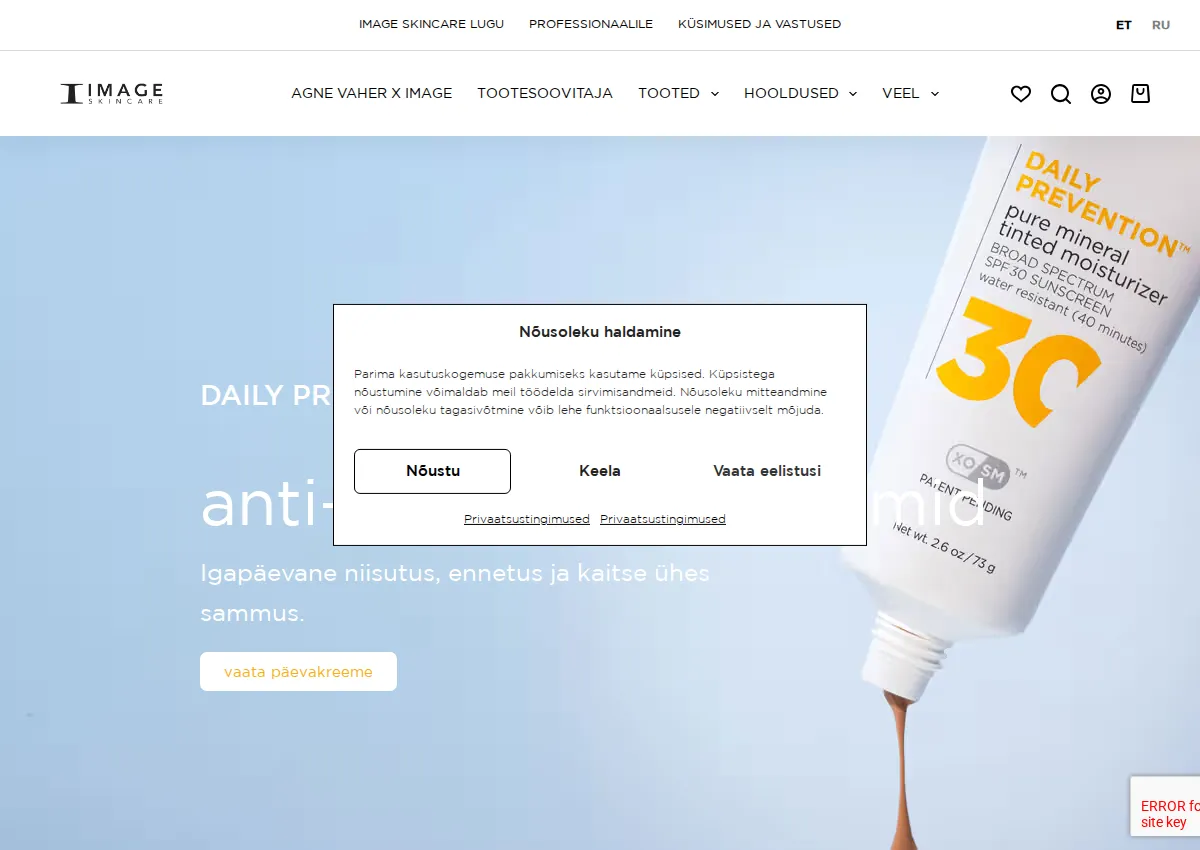 Store homepage