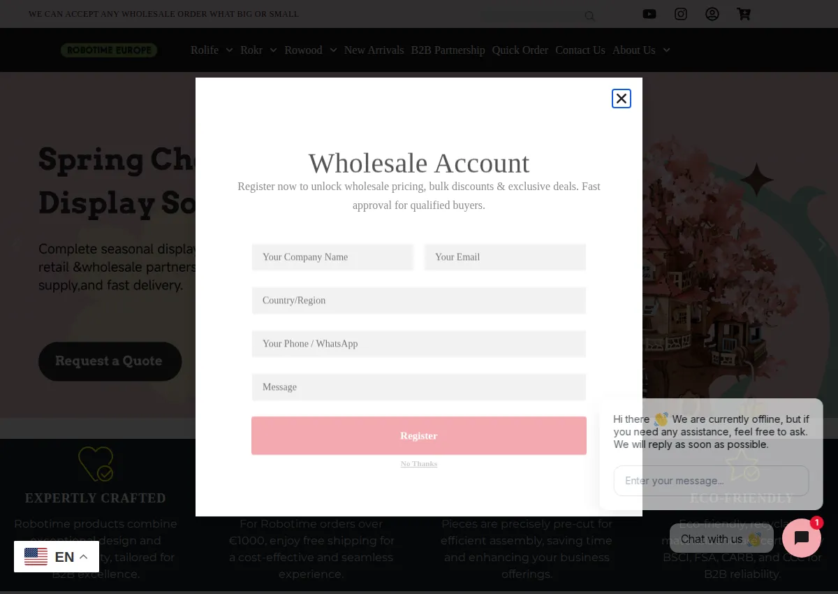 Store homepage