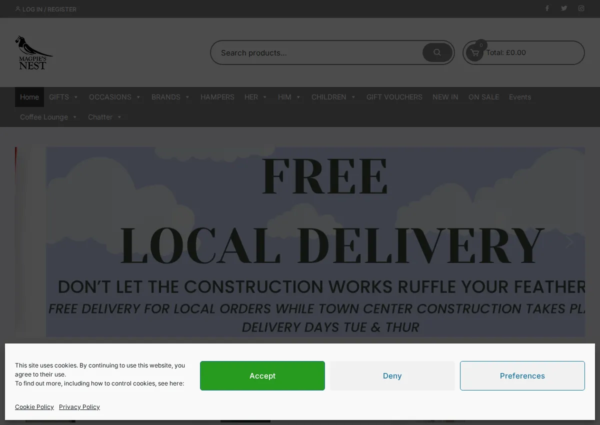 Store homepage