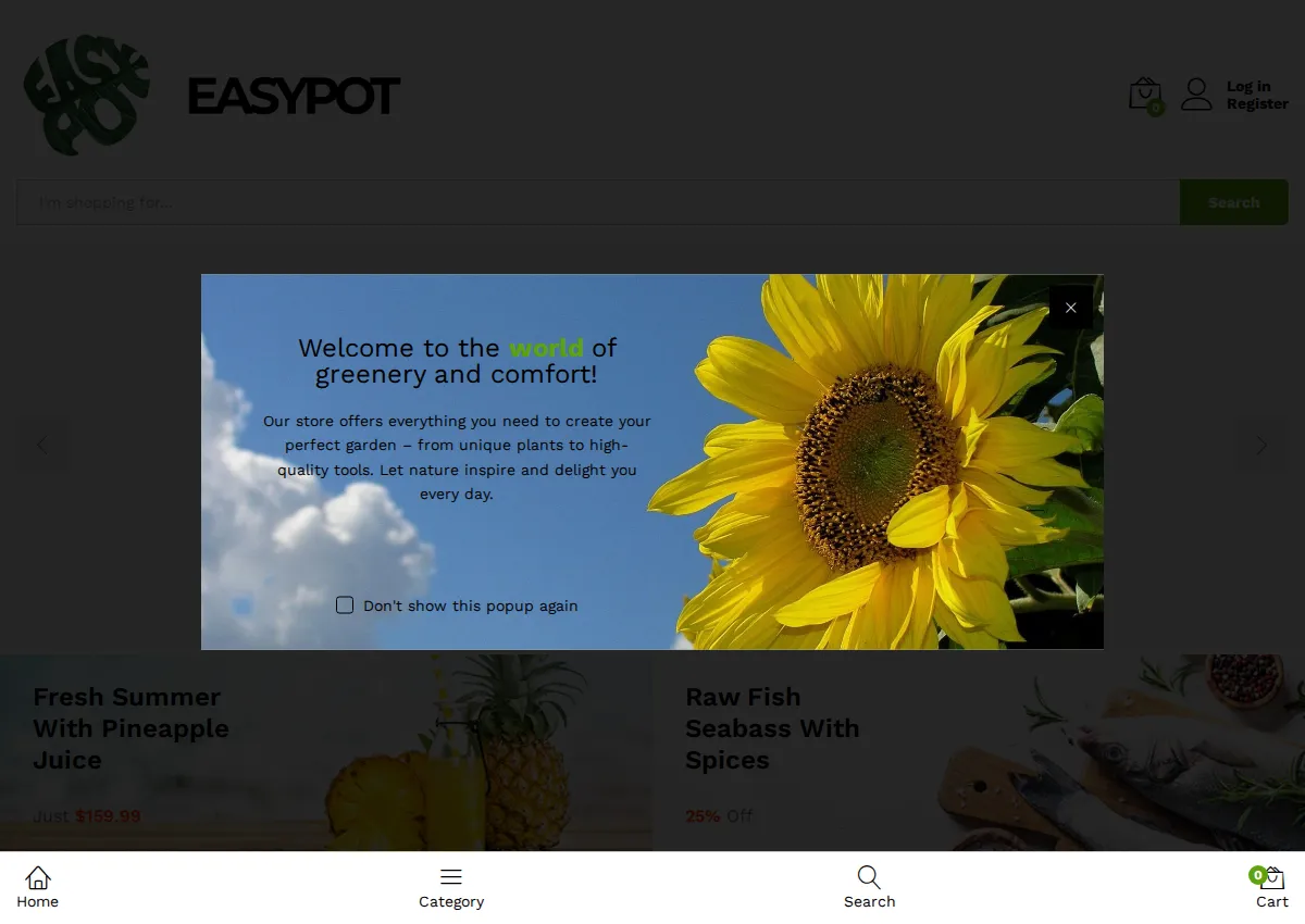 Store homepage